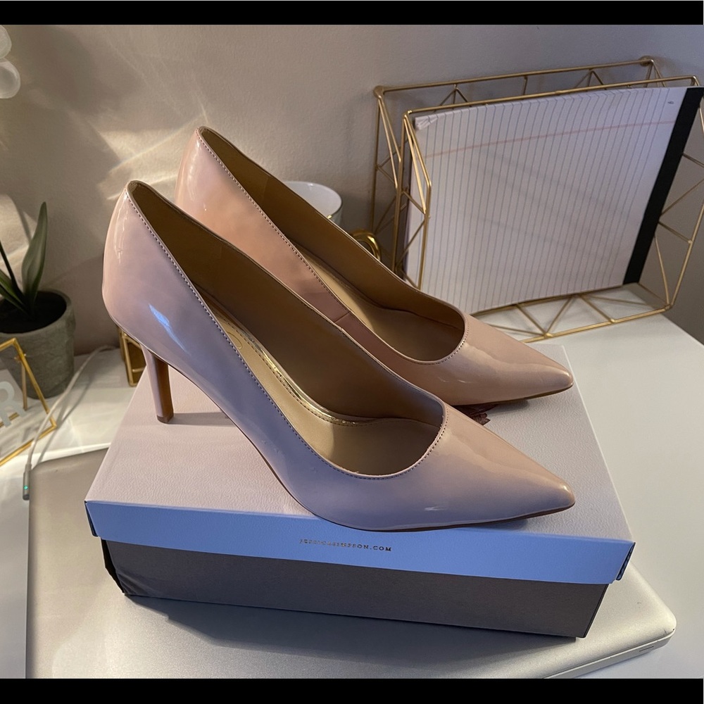Jessica Simpson Patent 3-inch heels; Nude-Blush